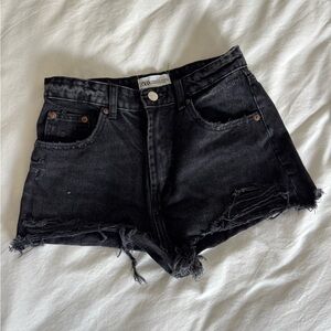 Zara Black Frayed Jean Shorts